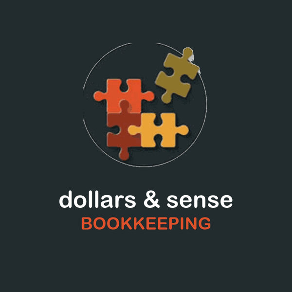 Dollars & Sense Bookkeeping logo on dark