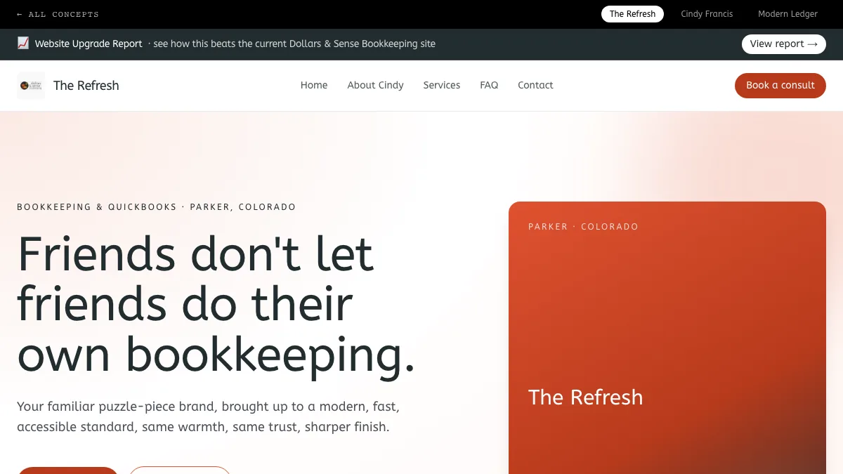 Upgraded Dollars and Sense Bookkeeping concept